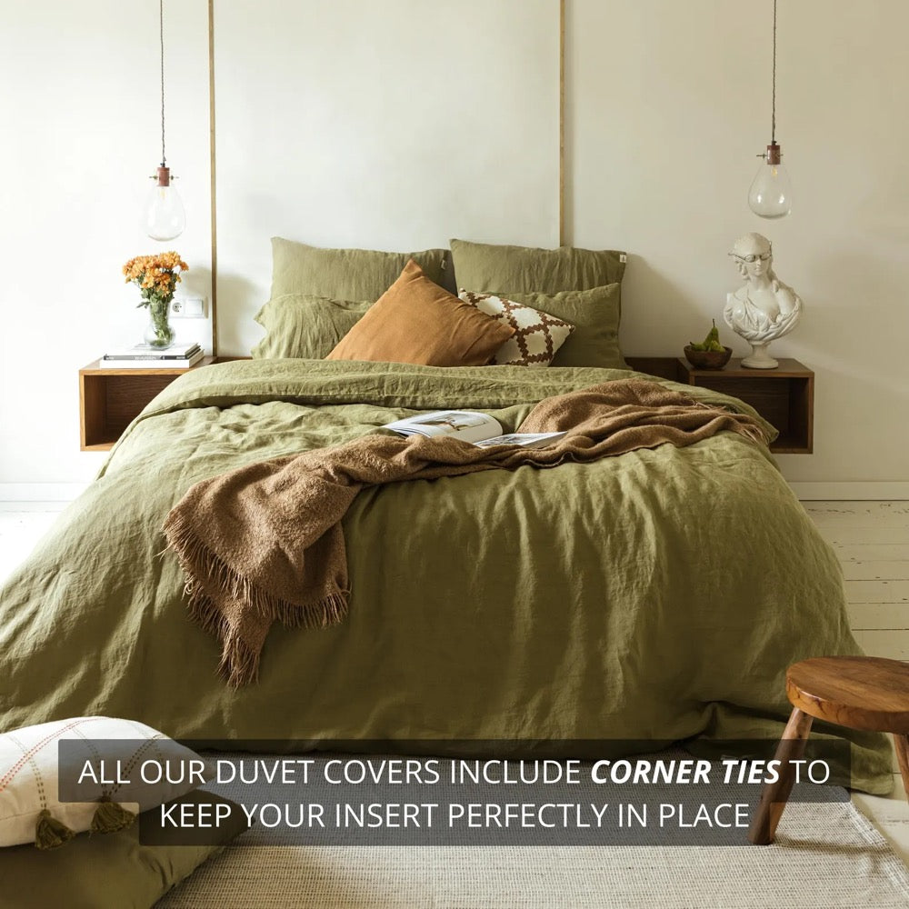 Linen Comforter Set: Organic Linen Bedding Set, Tan, Natural and Beige Duvet Cover Set, Twin, Full, Queen